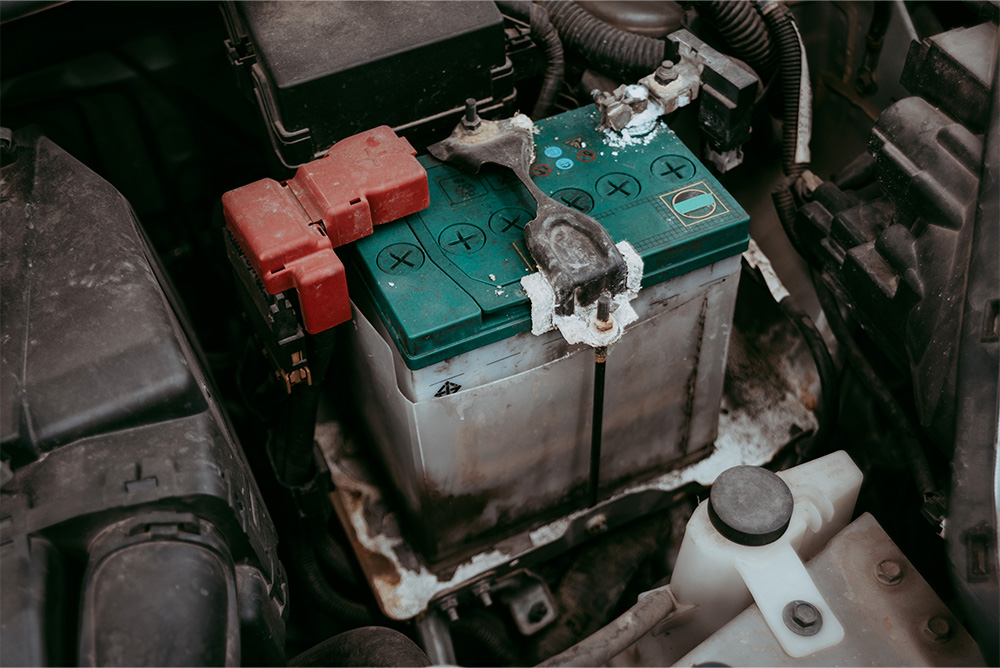 Vue sur une batterie de voiture